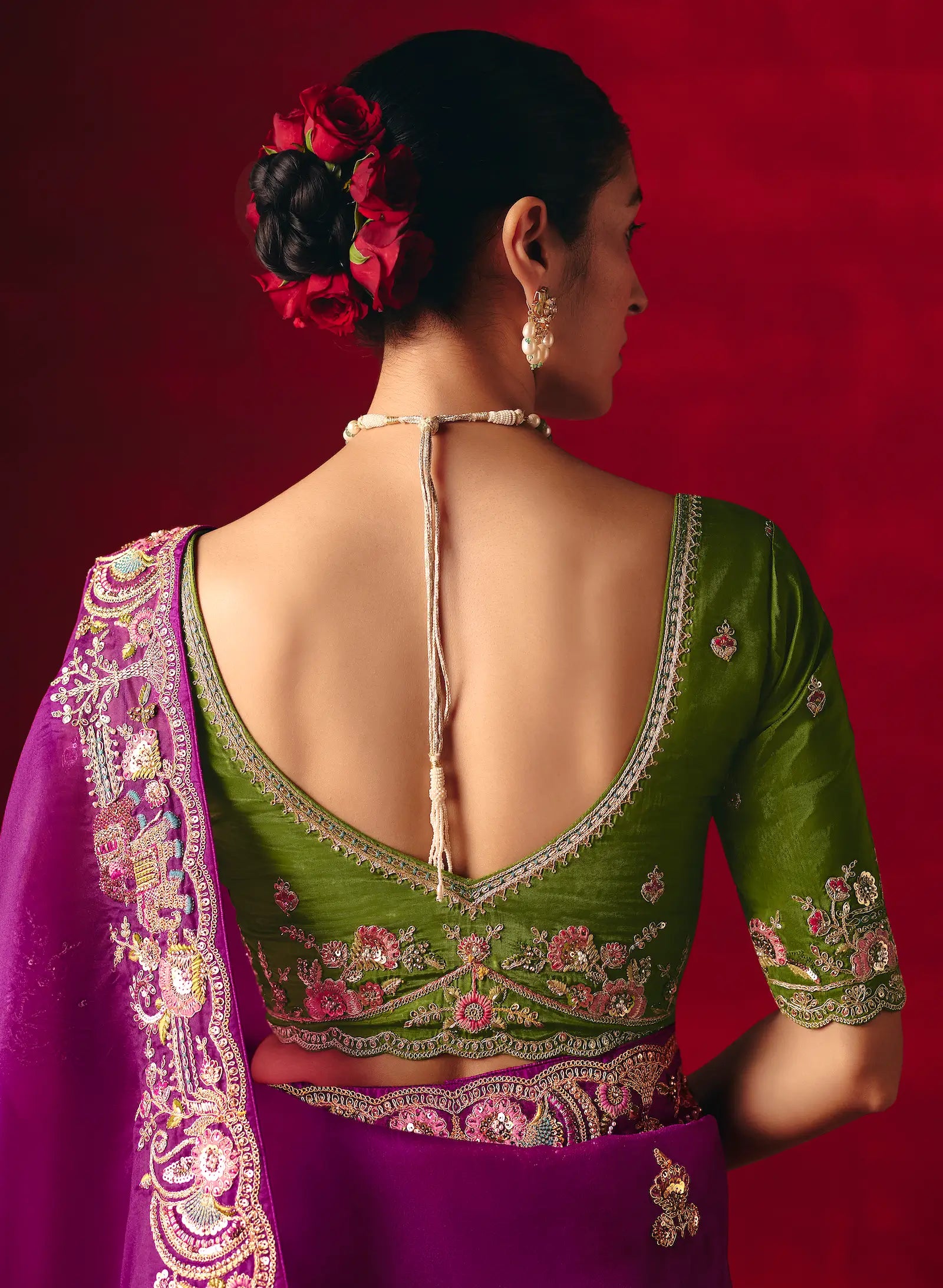 Royal Purple Heavy Embroidered Saree