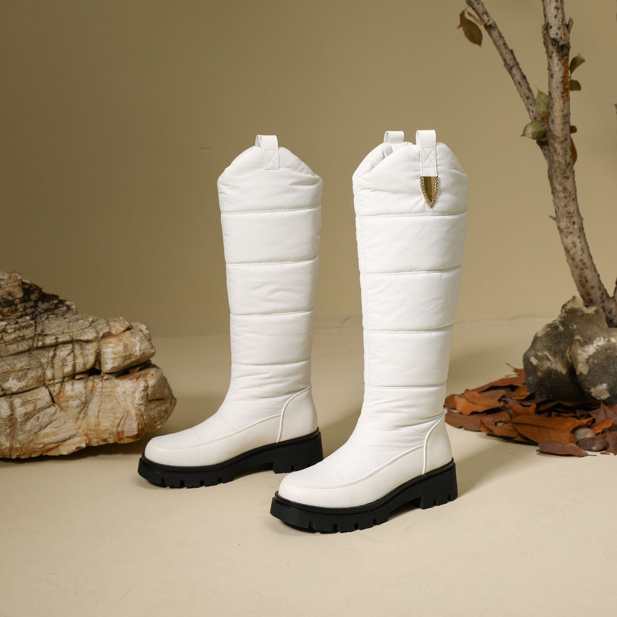 Women's Monroe Knee-High Boots - Waterproof Quilted Winter Boots with Plush Faux Fur Lining & Chunky Rocker Sole (US 4-11)