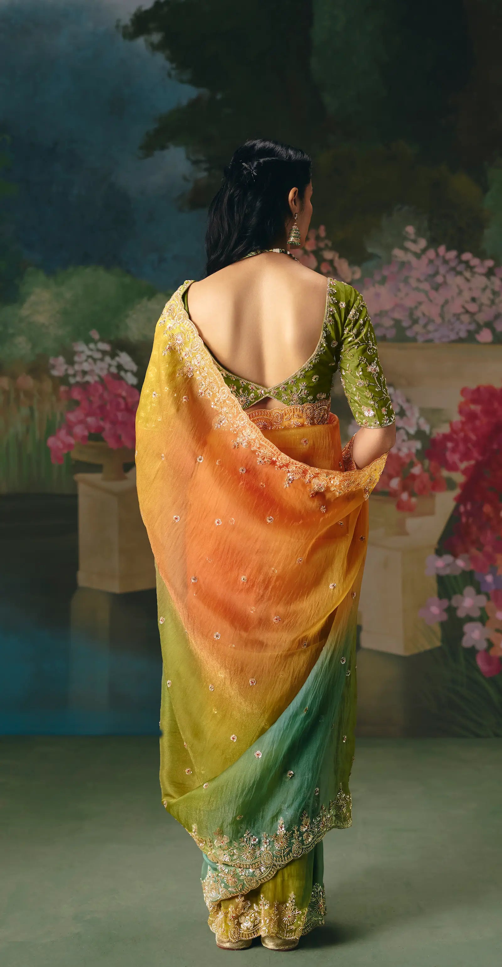 Multicolor Sequins & Beads Embroidery Saree