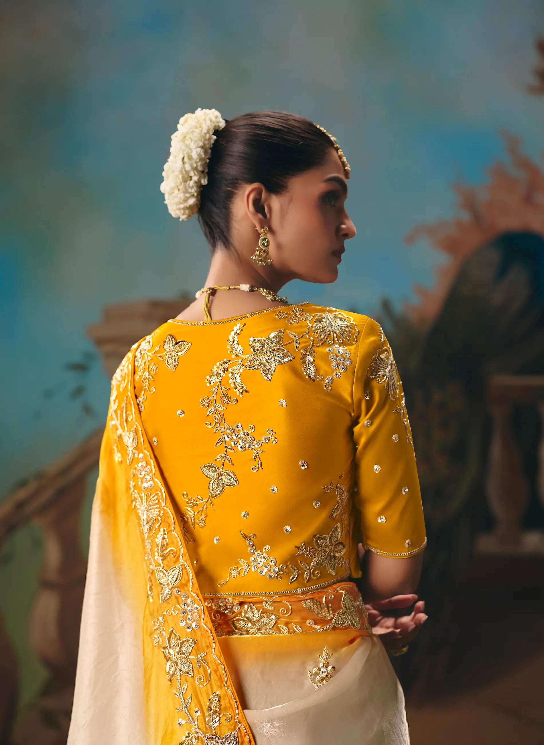 Off White Fancy Embroidered Saree