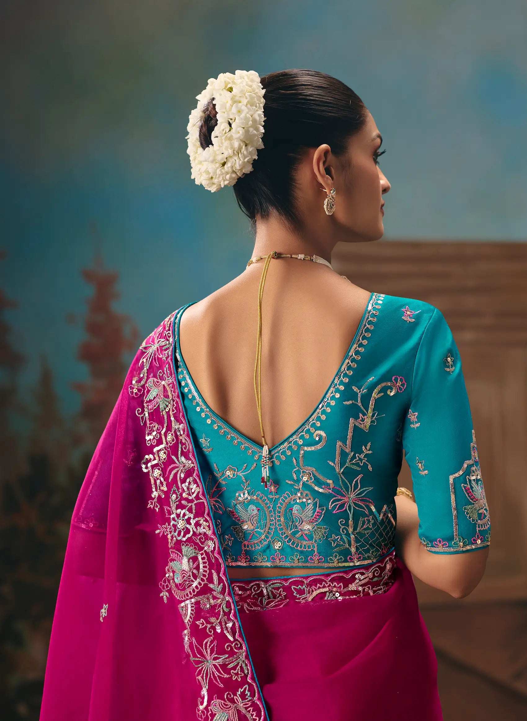 Hot Pink Fancy Embroidered Saree