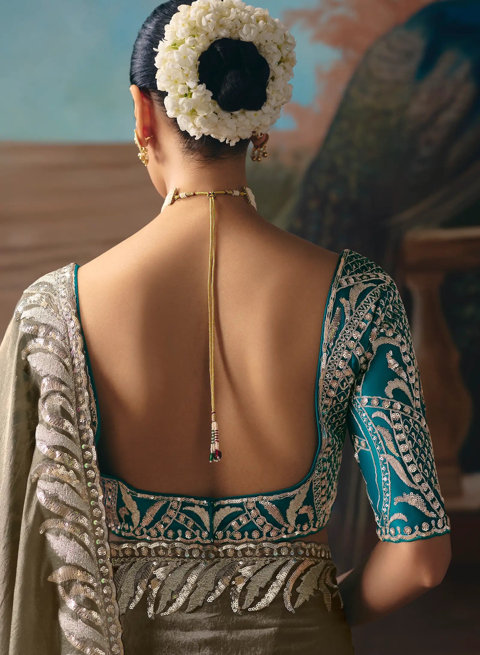 Metalic Grey Fancy Embroidered Saree