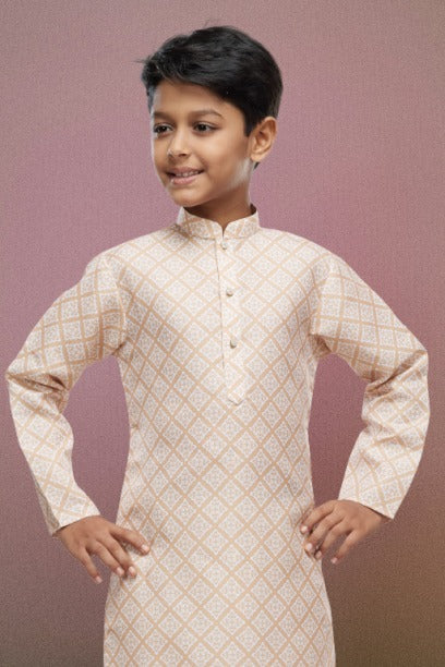 Boy's Yellow Cotton Digital Print Kurta Set