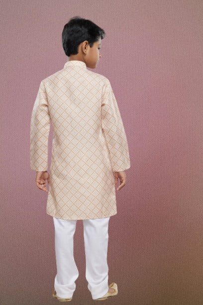 Boy's Yellow Cotton Digital Print Kurta Set