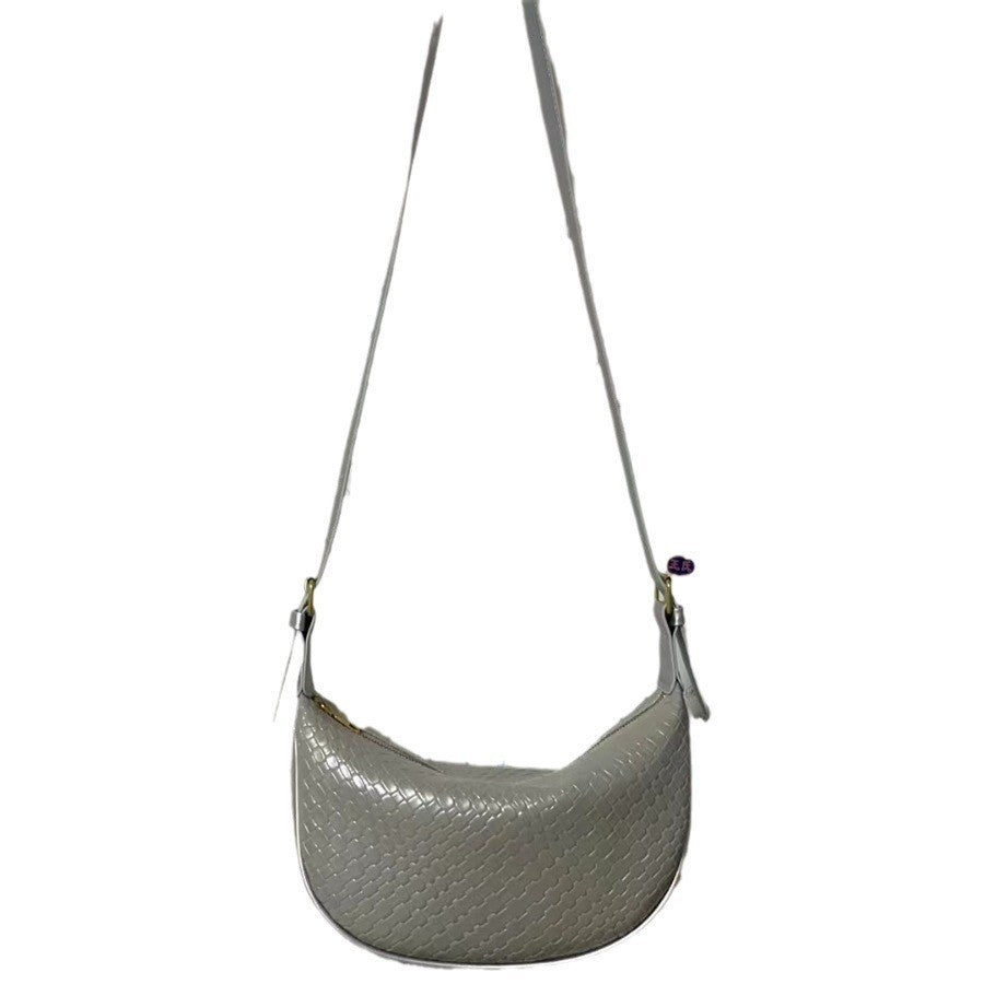 Women's Riviera Bias-Weave Crescent - Convertible Shoulder to Crossbody in French-Inspired Grain
