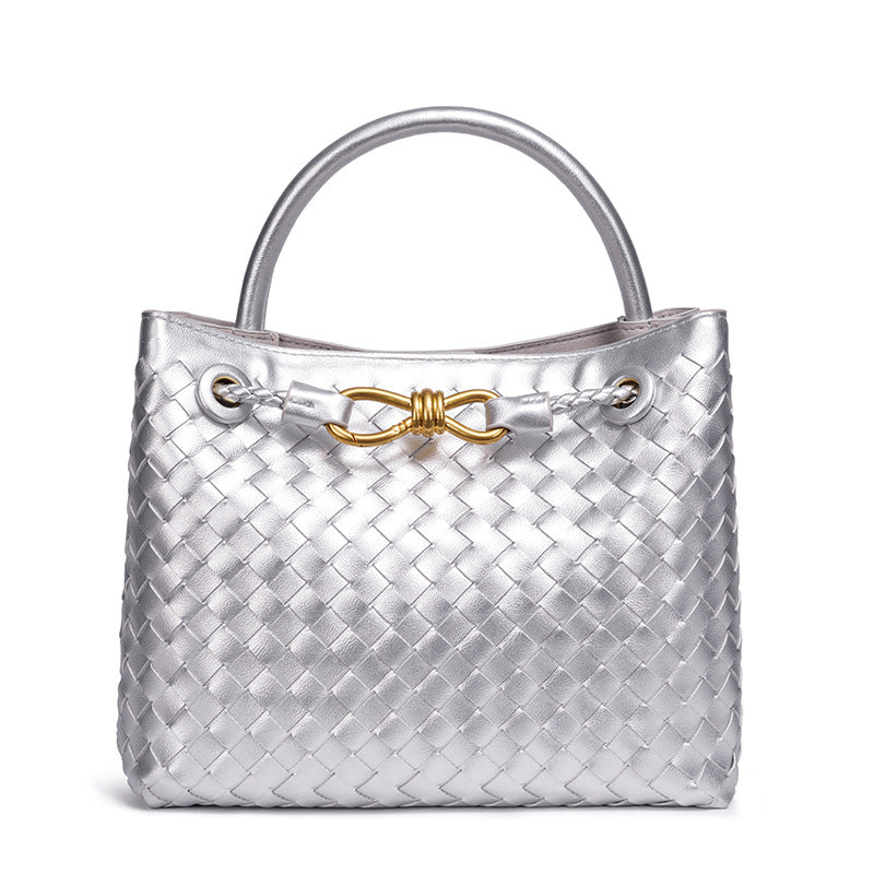 Women's Artisan Weave Tote - Expandable Crossbody with Butterfly Motif & Structured Silhouette