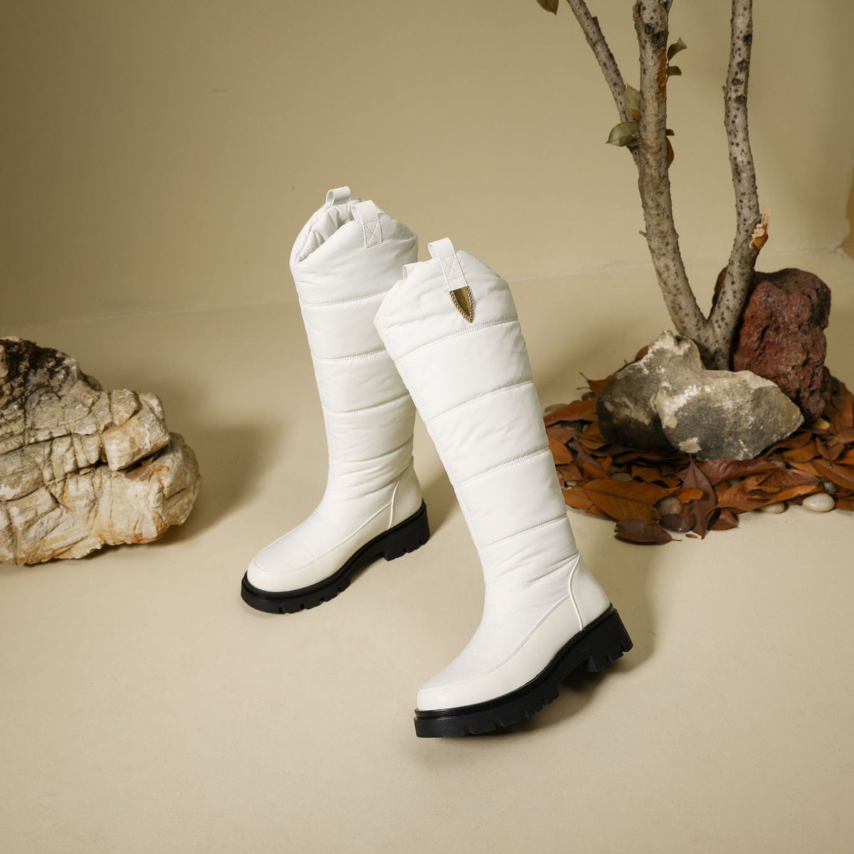 Women's Monroe Knee-High Boots - Waterproof Quilted Winter Boots with Plush Faux Fur Lining & Chunky Rocker Sole (US 4-11)