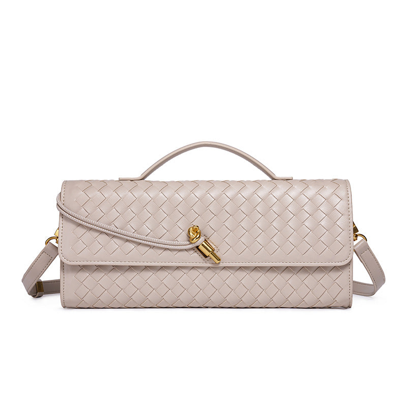 Women's Celestial Baguette Clutch - Kiss-Lock Woven Minaudière with Chain Strap