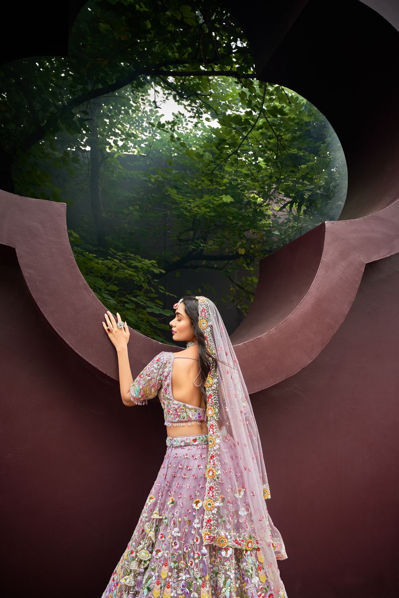 Mauve Net Zarkan & heavy Sequin embroidery Semi-Stitched Lehenga choli & Dupatta