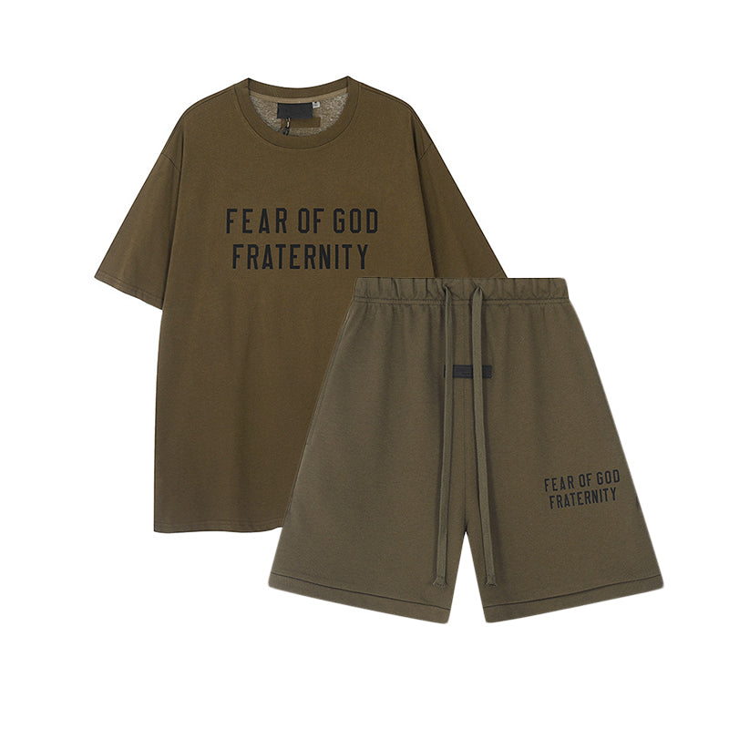 FW24 FRATERNITY T-Shirt / Shorts / Set - Army Green  - By Qivii