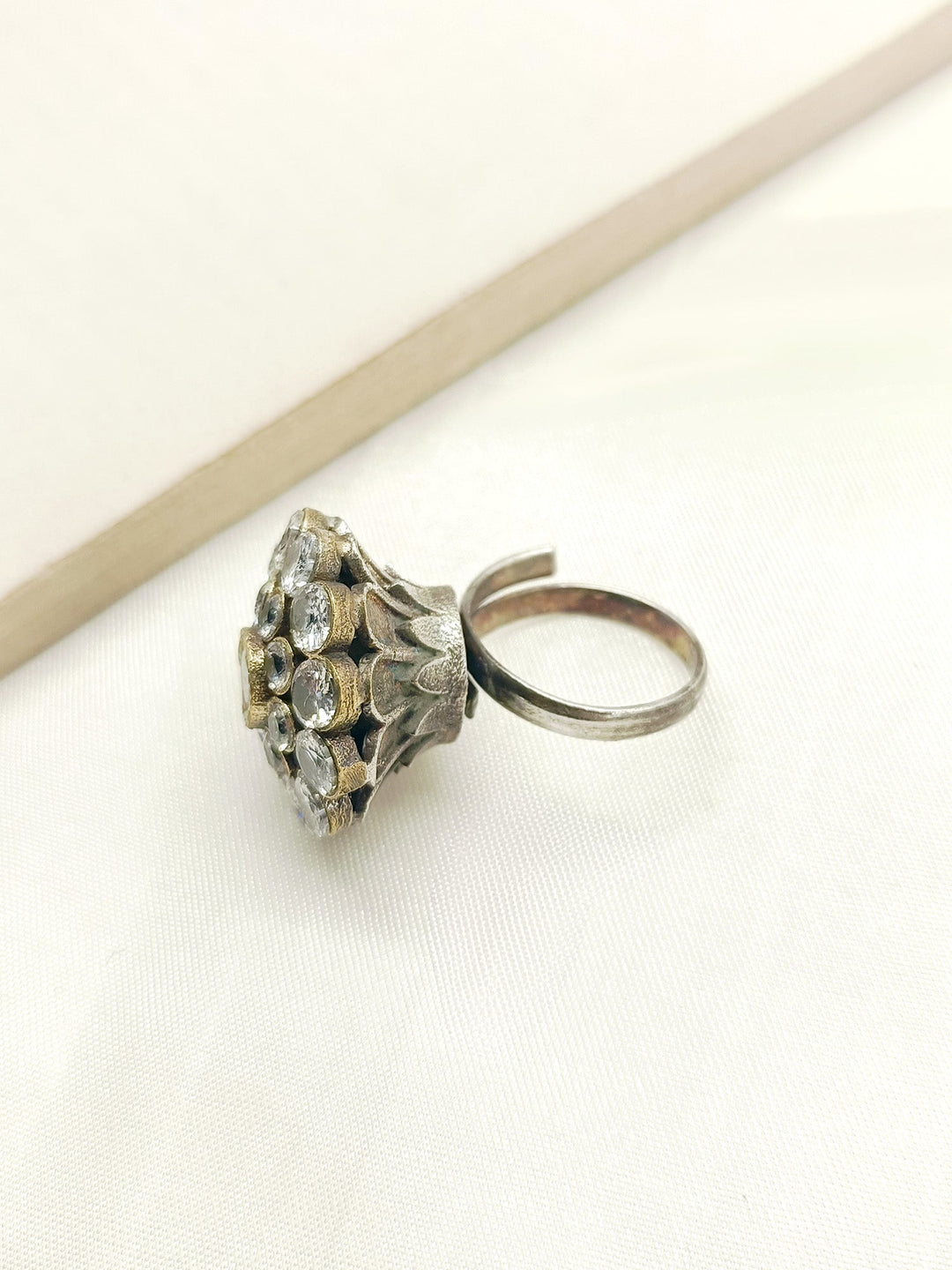 Hiralba White Oxidized Finger Ring