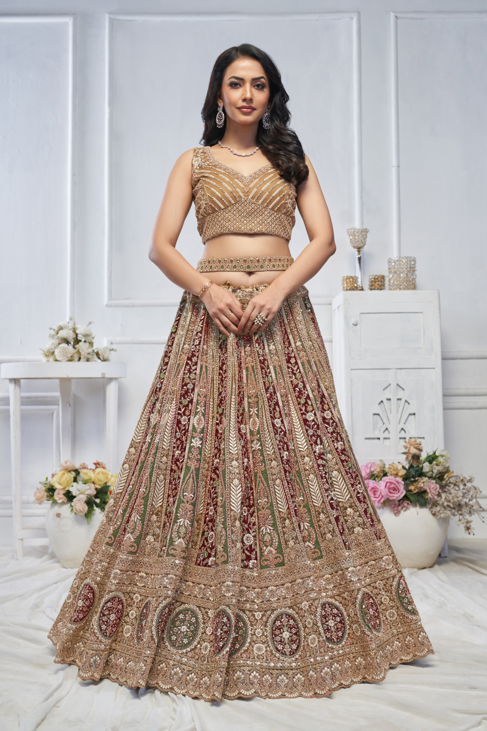 Majestic Brown Bridal Lehenga with Intricate Details - qivii