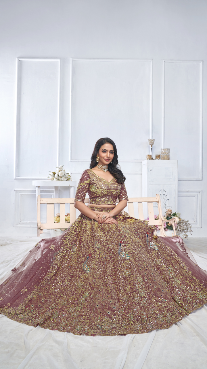 Dark Purple bridal wear lehenga