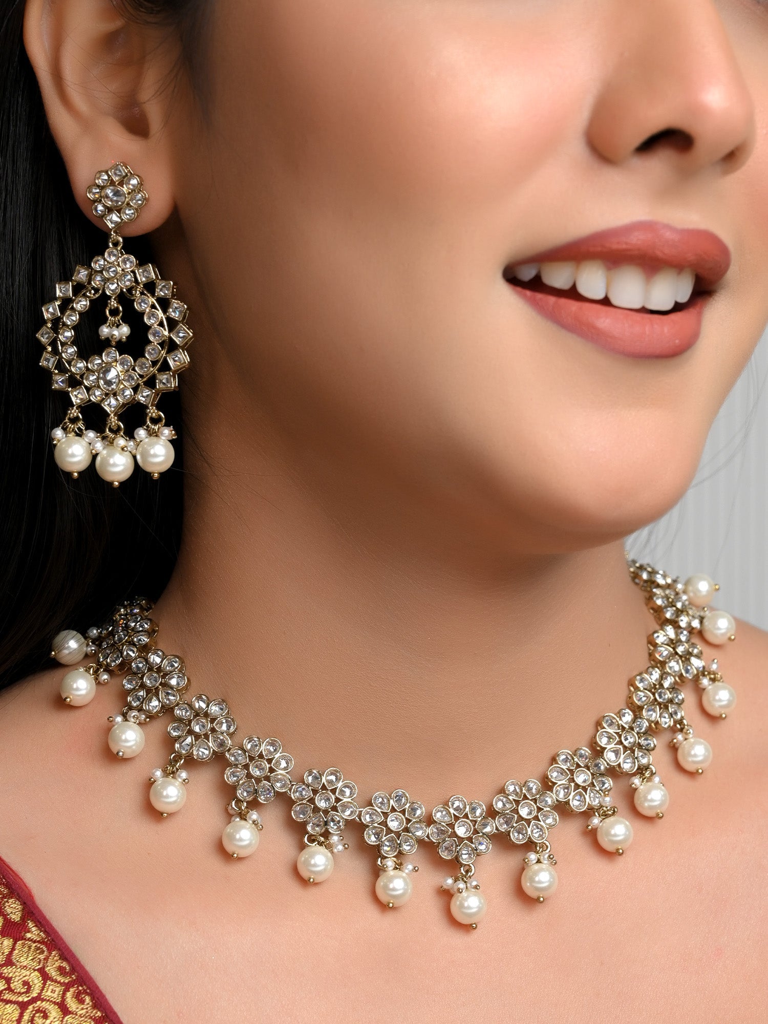 Anokhi White Polki Necklace Set - qivii