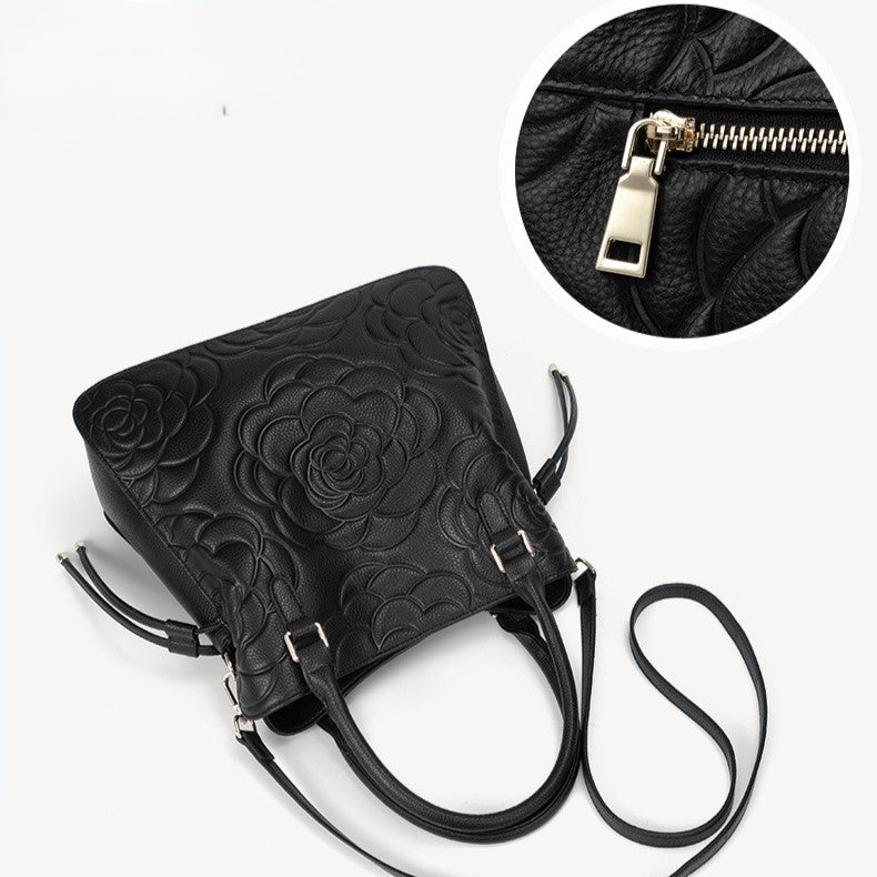 Women's Heritage Grain Tote - Full-Grain Leather Statement Carry with Hand-Pressed Motifs & Timeless Silhouette