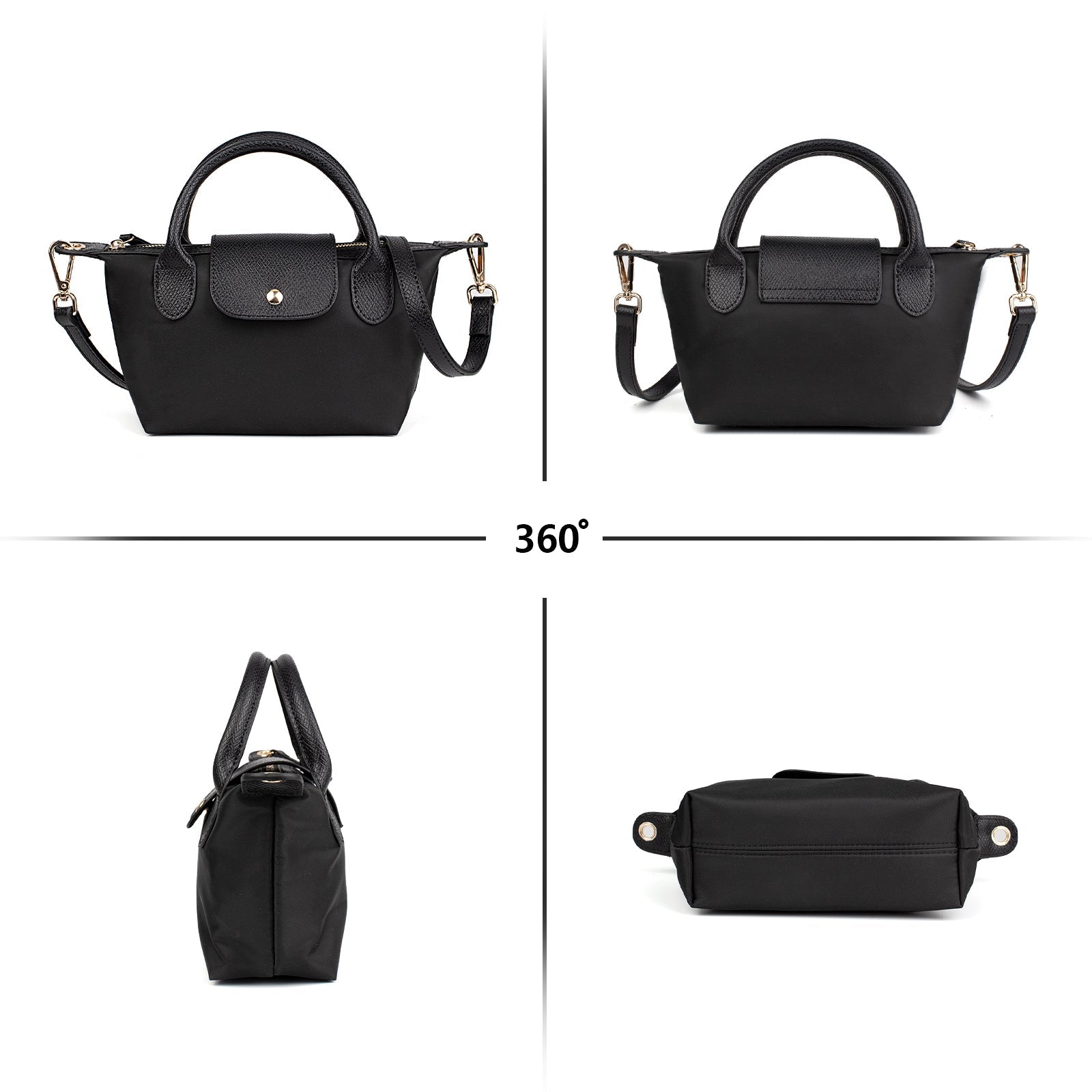 Ounamei Mini Checkered Nylon Crossbody Bag | Small Size Large Capacity 3-Way Carry Lightweight Tote