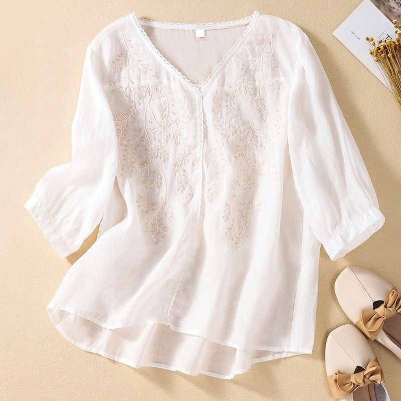Celina Cotton-Linen Blouse  - By Qivii
