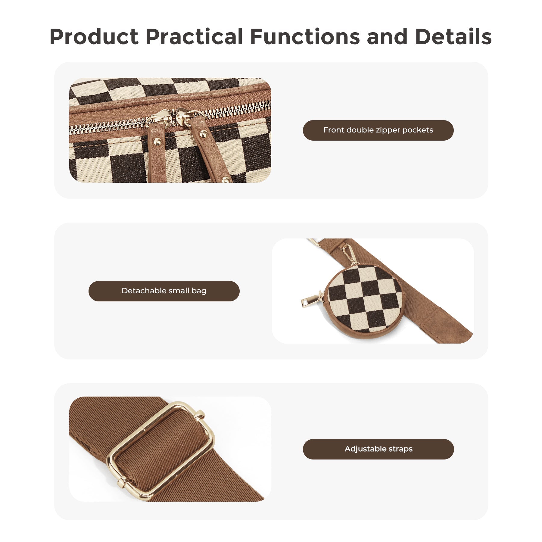 Ounamei Large Crossbody Bag for Women | Multi-Style Bag with Coin Pouch for Travel & Daily Use