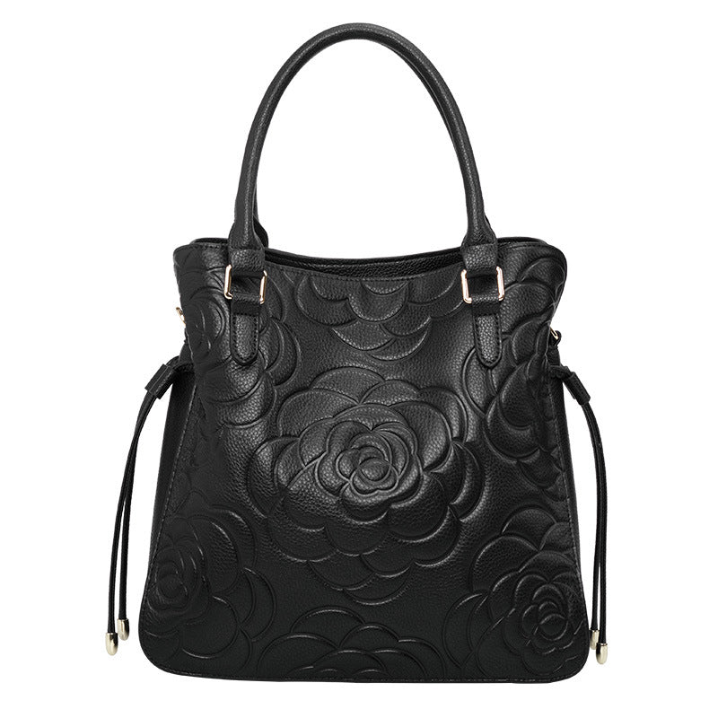 Women's Heritage Grain Tote - Full-Grain Leather Statement Carry with Hand-Pressed Motifs & Timeless Silhouette