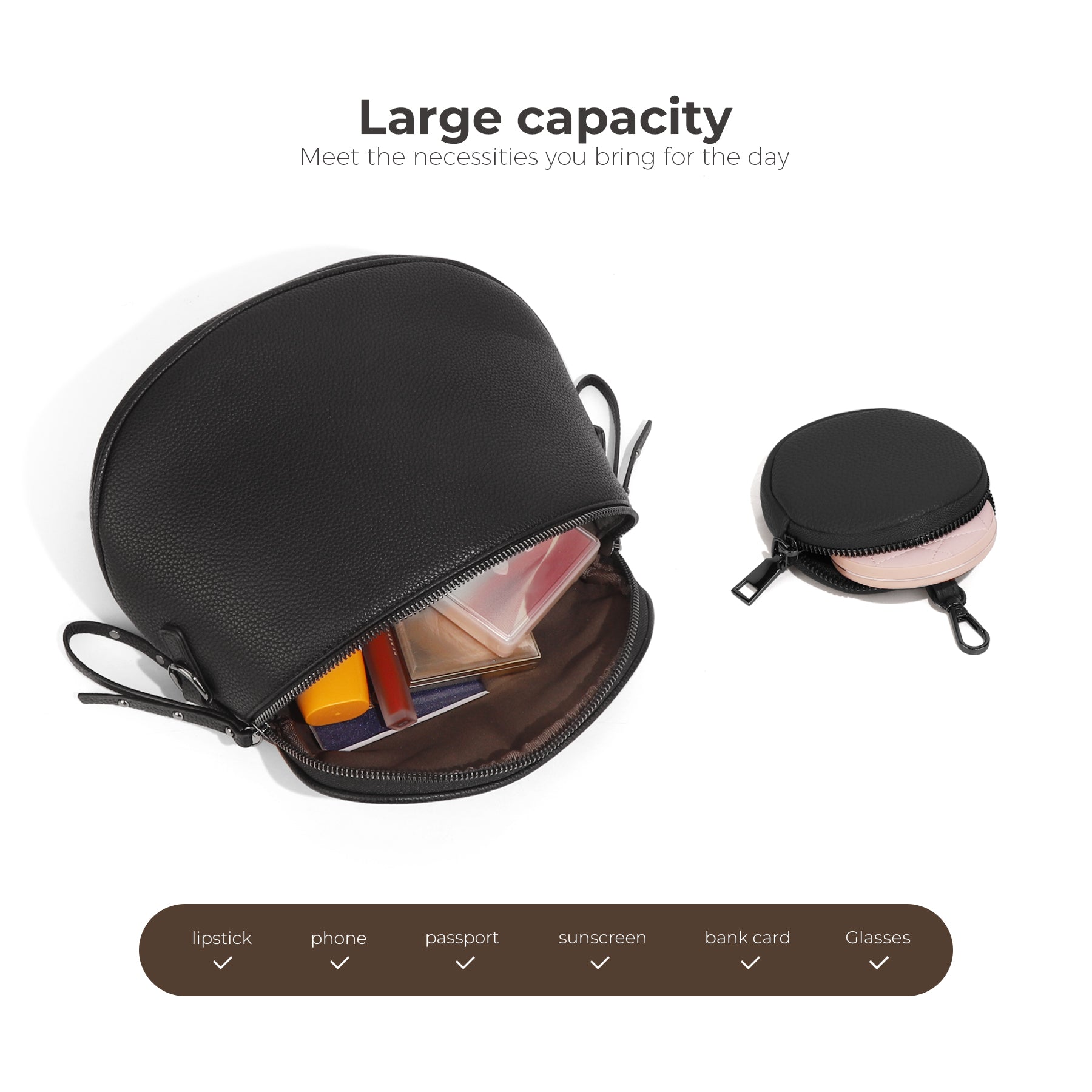 Ounamei Large Crossbody Bag for Women | Multi-Style Bag with Coin Pouch for Travel & Daily Use