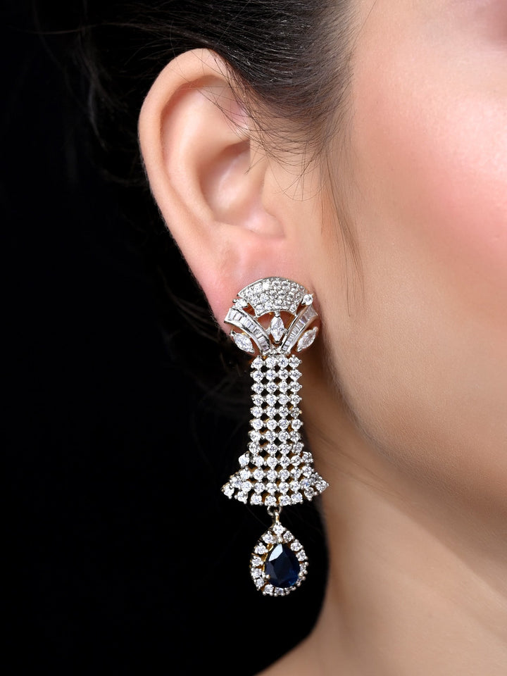 Anukampa Blue American Diamond Earrings