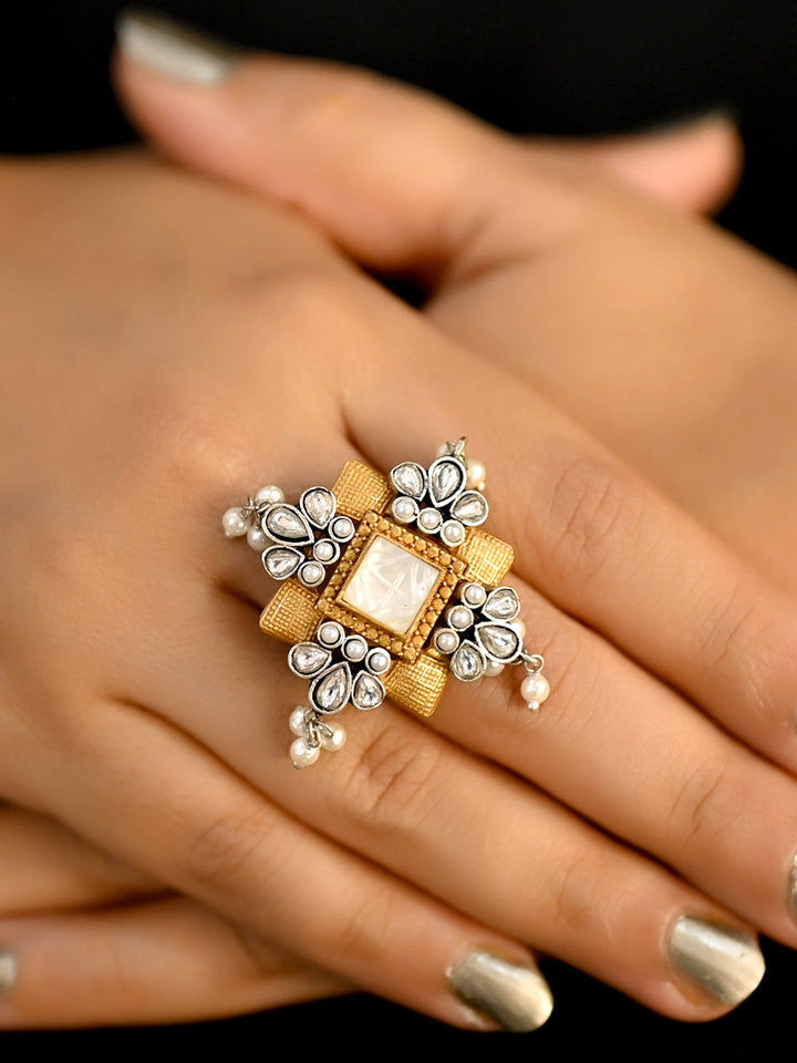 Beautiful Bodhi Smoke White Boutique Finger Ring with intricate details and elegant design