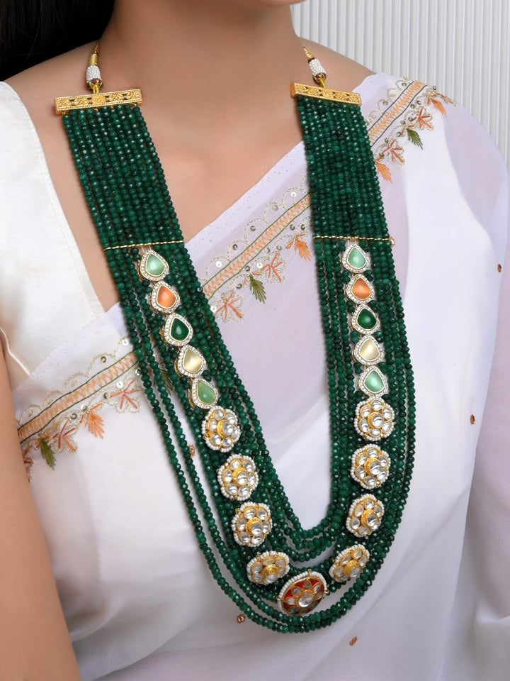 Karter Green Long Kundan Set