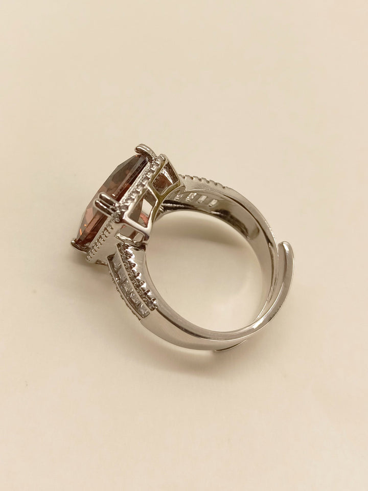 Beautiful Nadezdha Rosewood American Diamond Finger Ring, perfect for elegant occasions