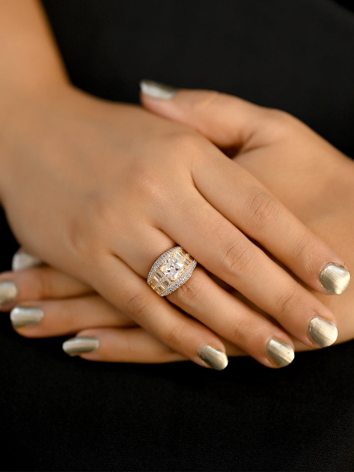 Naziha American Diamond Finger Ring, a stunning and luxurious piece of jewelry for adding sparkle to any outfit