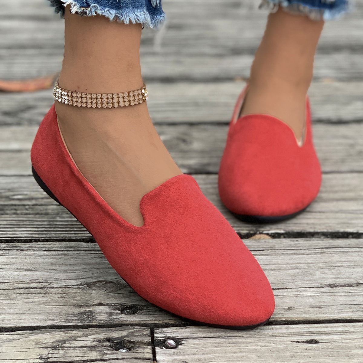 Women's Plus Size Pointed-Toe Slip-On Loafers Casual Flat Comfort Shoes