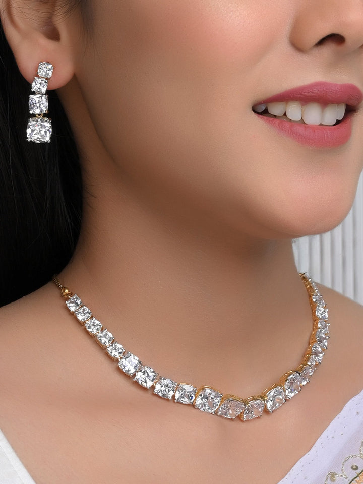 Preeti White American Diamond Necklace Set