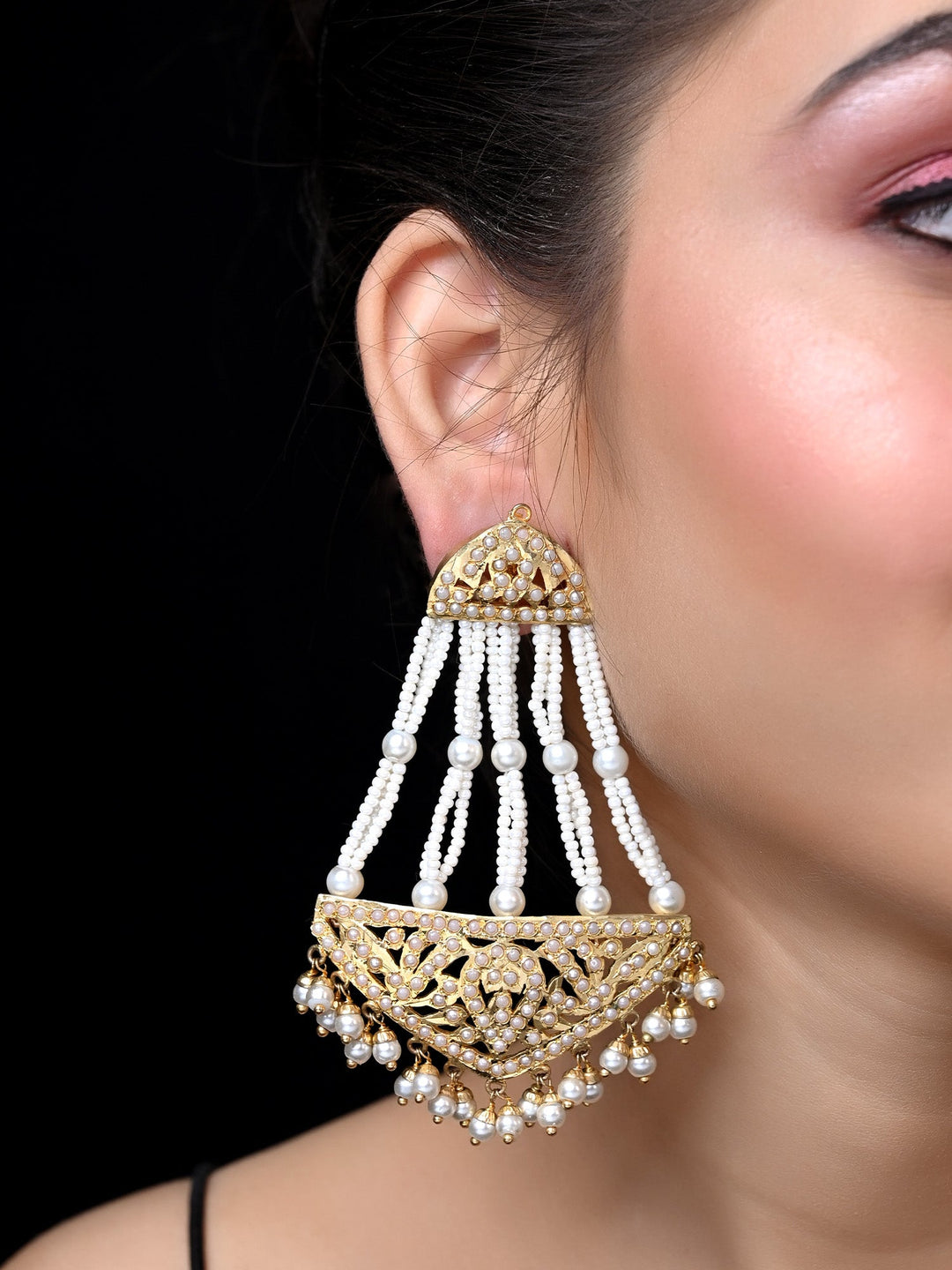 Tasneem Gold Plated Jadau Earrings