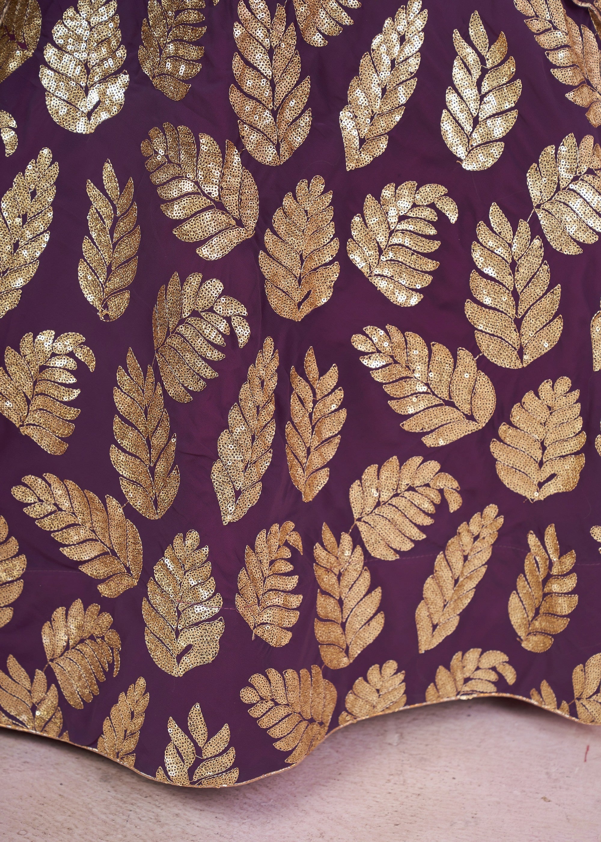 Royal Purple Georgette Lehenga Choli With Sequins And Thread Embroidery Work | Ready To Wear - qivii