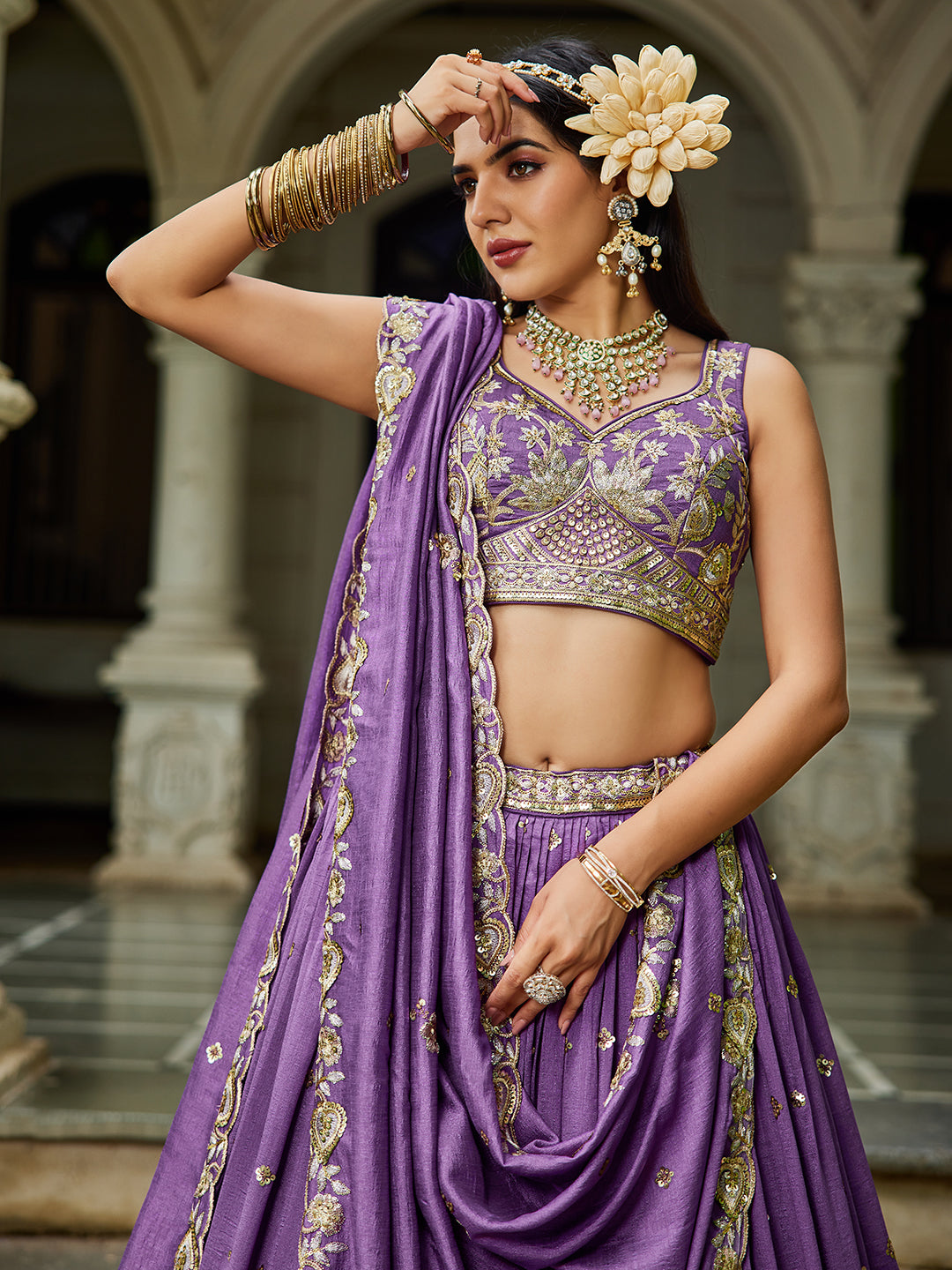 PURPLE - Chiffon Sequinse embroidery Lehenga choli & Dupatta