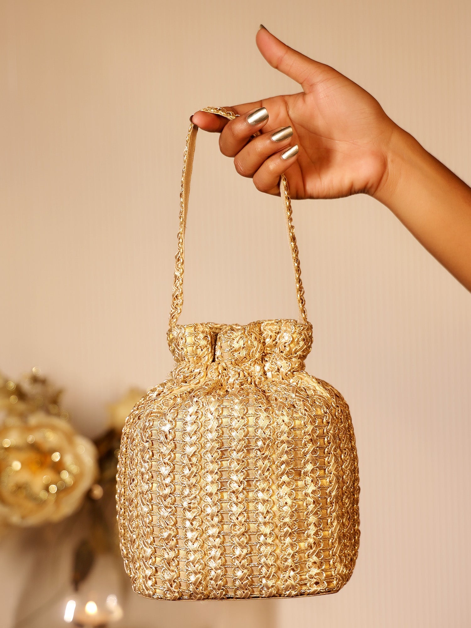 Omera Golden Potli Bag - qivii