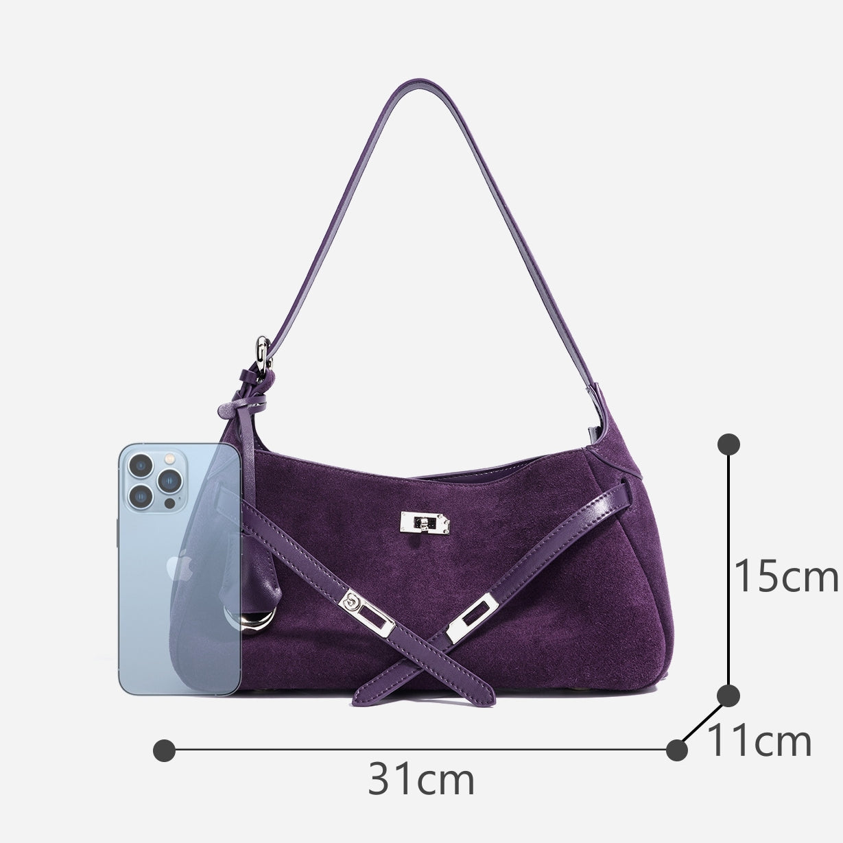Ounamei Suede Leather Purse for women | Elegant Handbag, Crossbody & Shoulder Bag
