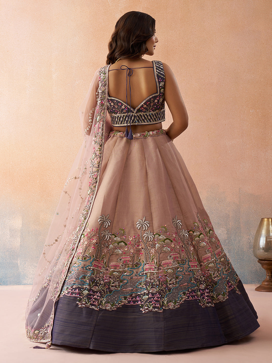 Ombre Purple and Mauve Sequins Embroidered Lehenga Set