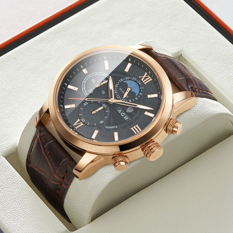 Premium Leren Quartz Horloge  - By Qivii