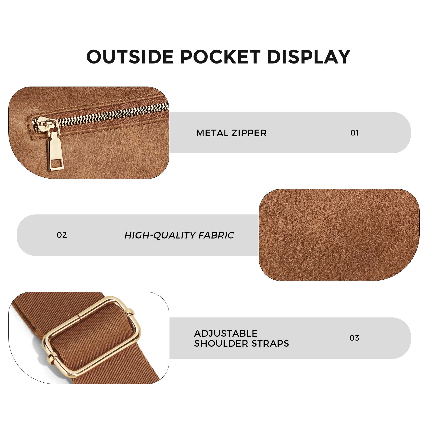 Ounamei Vegan Leather Crossbody Bum Bag for Women with Mini Pouch | Small & Large Sizes