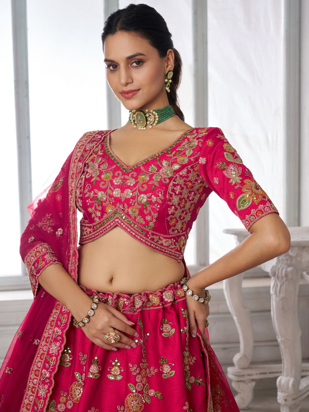 Rani Bridal Lehenga Choli with Intricate Heritage Embroidery