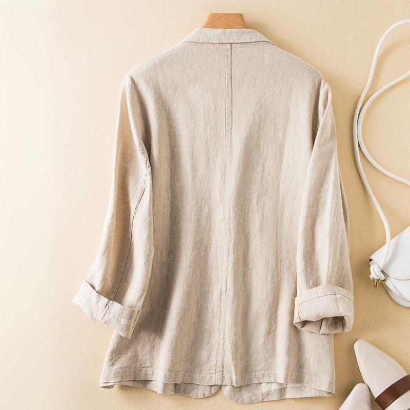 Vivienne Prestige Cotton-Linen Blazer  - By Qivii