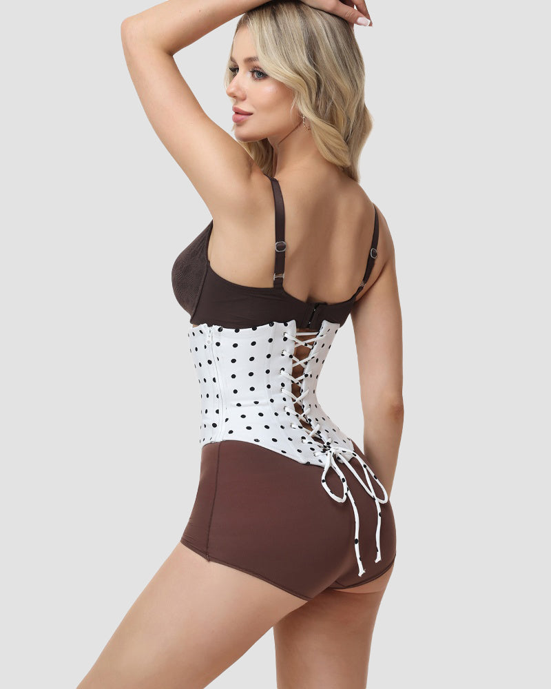Polka Dot Lace-Up Back Hourglass Waist Corset