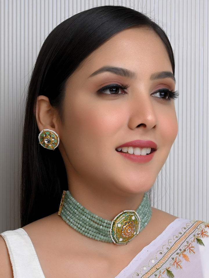 Araya Mint Green Meenakari Choker Set