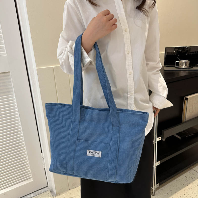 Women's Corduroy Tote Bag | Stylish & Minimalist Large-Capacity Shoulder Bag for Commuting