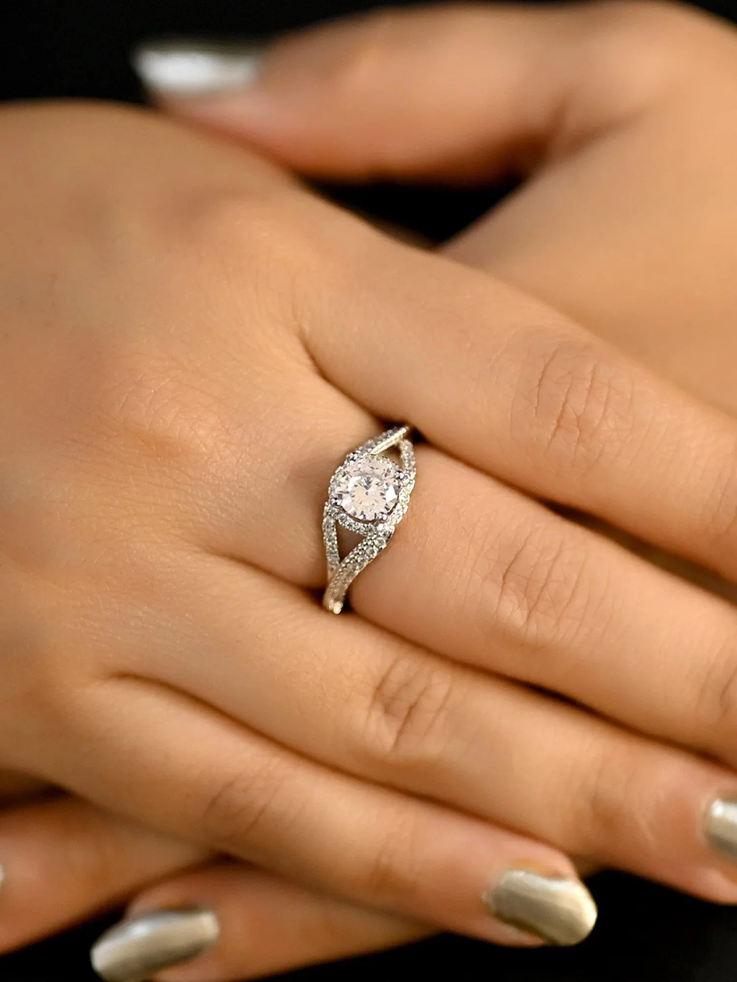 Wayaki American Diamond Finger Ring