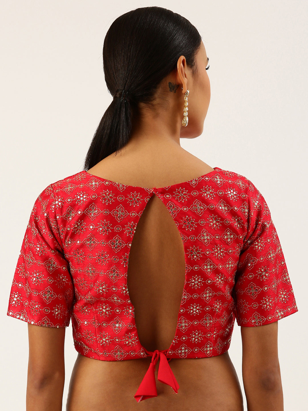 Red-Toned Zari work Pure Art Silk Readymade Blouse