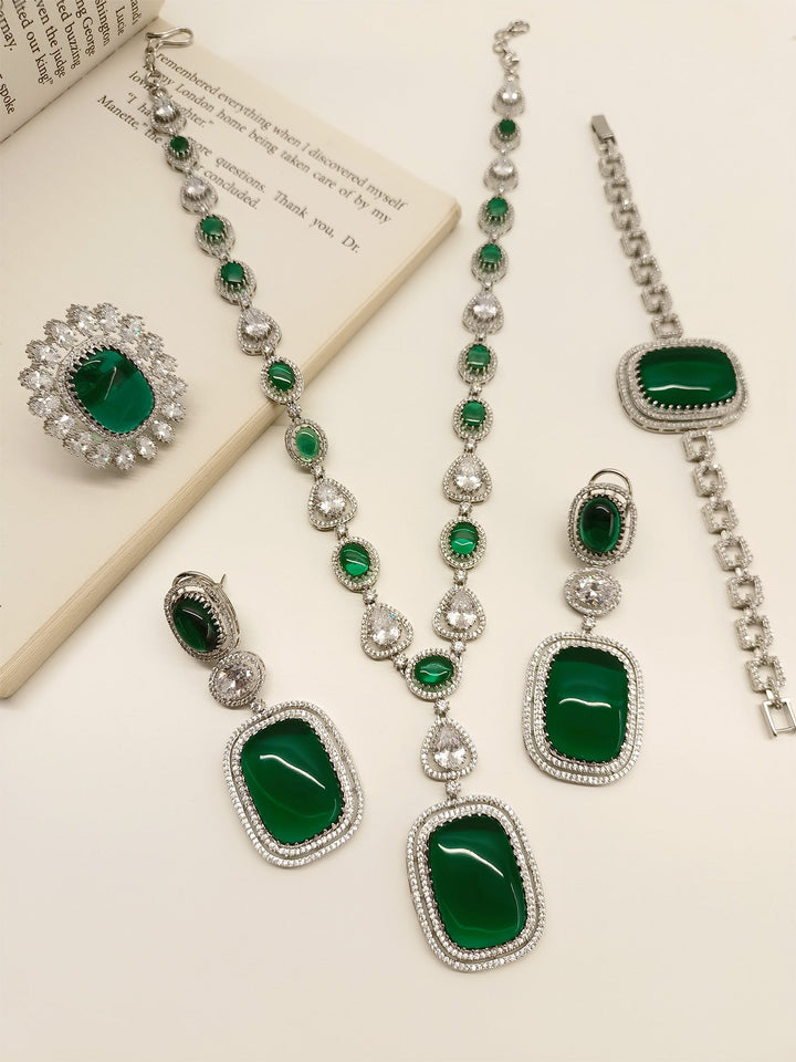 Clemence Green American Diamond Necklace Set