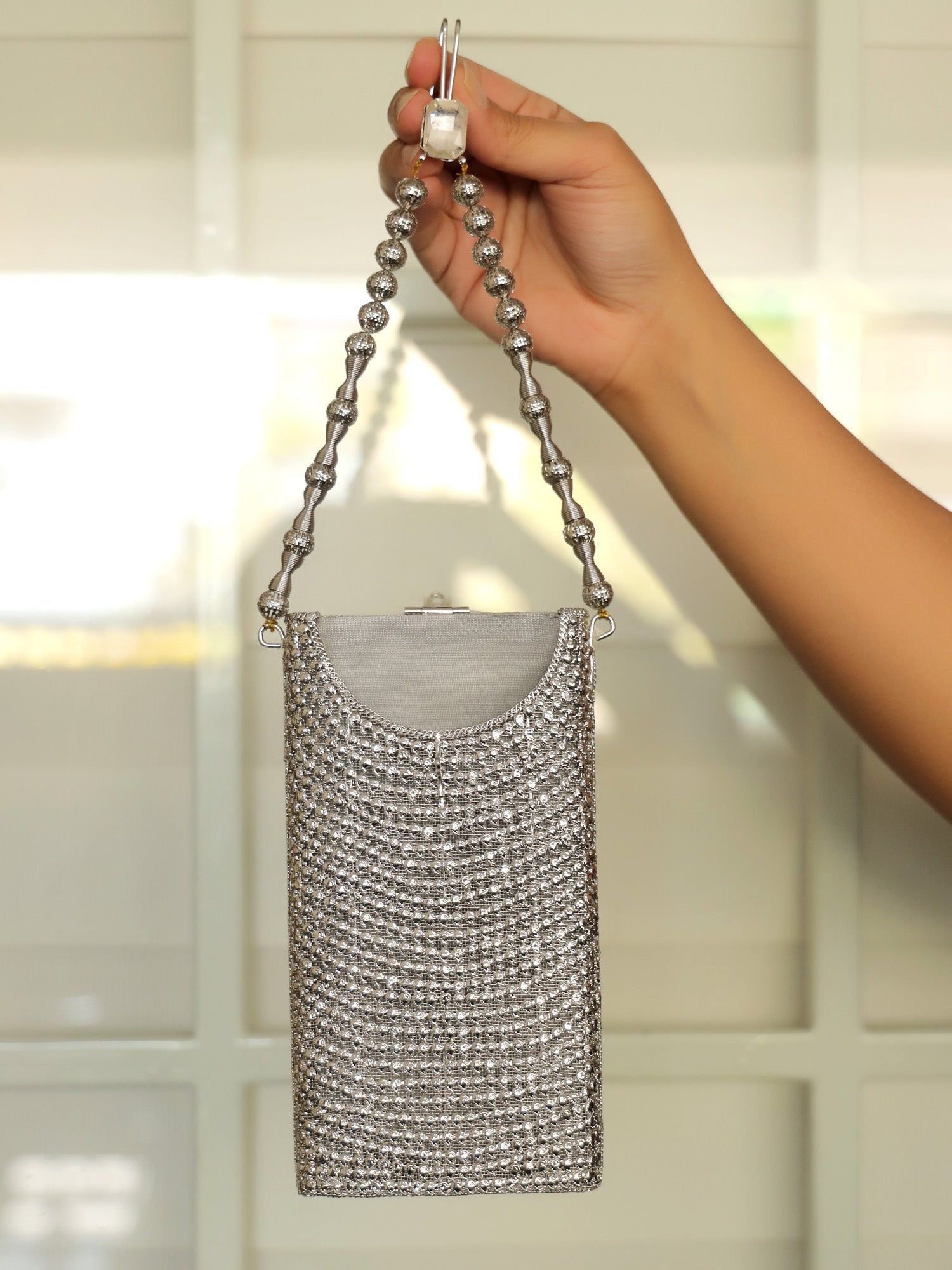 Sejal Silver Mobile Pouch - qivii