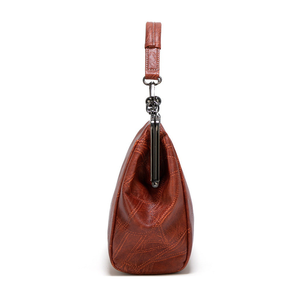 Women's British Vintage Oversized Bag – Multi-Way Shoulder/Tote Bag with Clip Closure