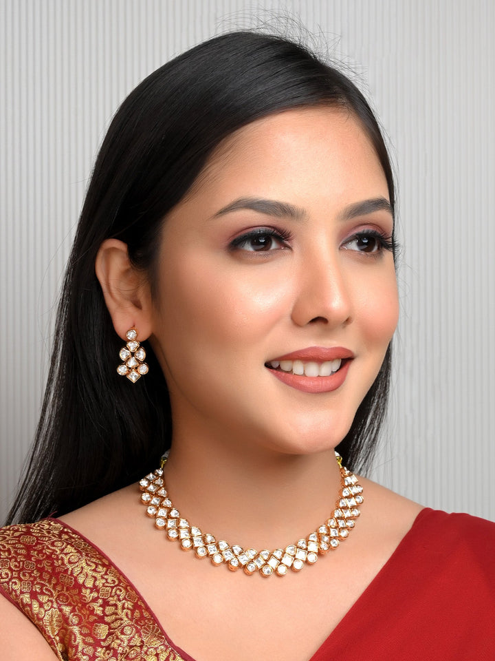 Eta White Kundan Necklace Set